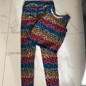 Hanna Andersson Girls' MadeToStretch Activewear Rainbow Floral Leggings Set 12